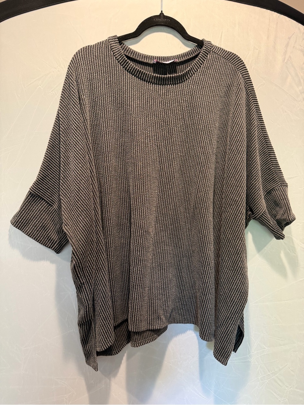Discount Divas Plus Gray Ribbed Oversized Top